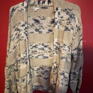 Thick Cardigan cream colored with blue specs